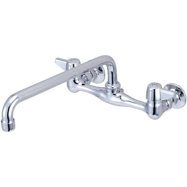 Two Handle Wallmount Kitchen Faucet, NPT, Wallmount, Polished Chrome